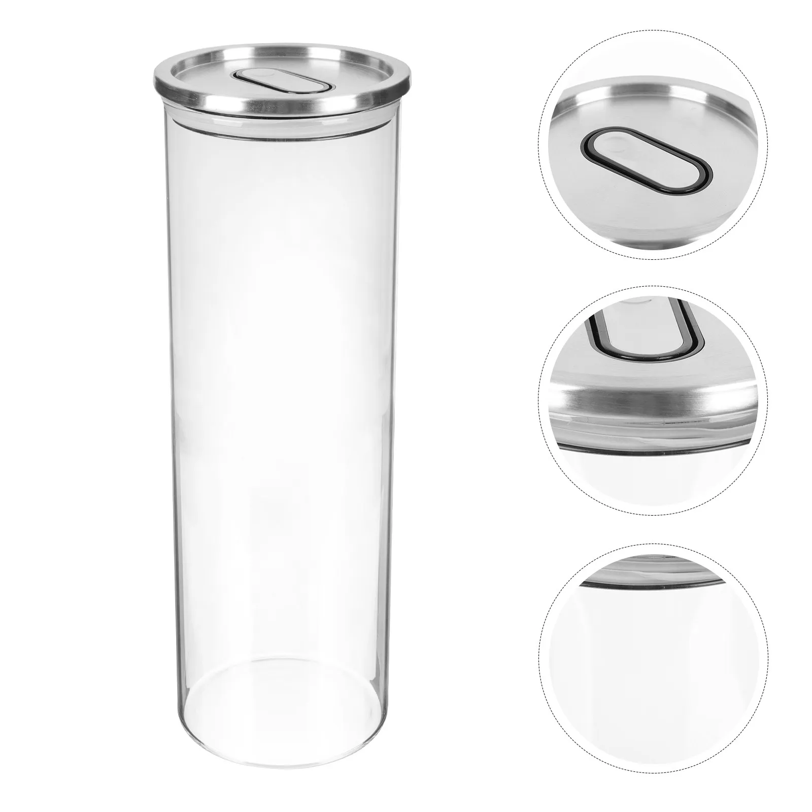 

1 шт. Многофункциональная прозрачная стеклянная банка для хранения продуктов с герметичной крышкой из нержавеющей стали для сухих продуктов, круп, бобов, орехов, муки, сахара