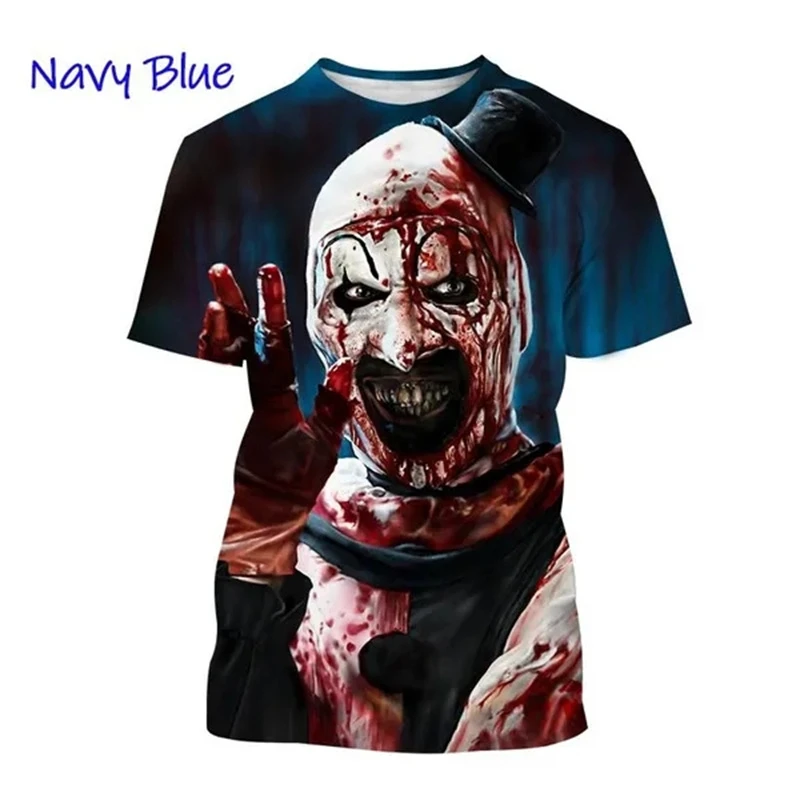 Horror Movie Terrifier 2 Graphic T Shirts for Men Clothing 3D Printing Thriller Halloween T-Shirt Funny Short Sleeve Cool Tshirt