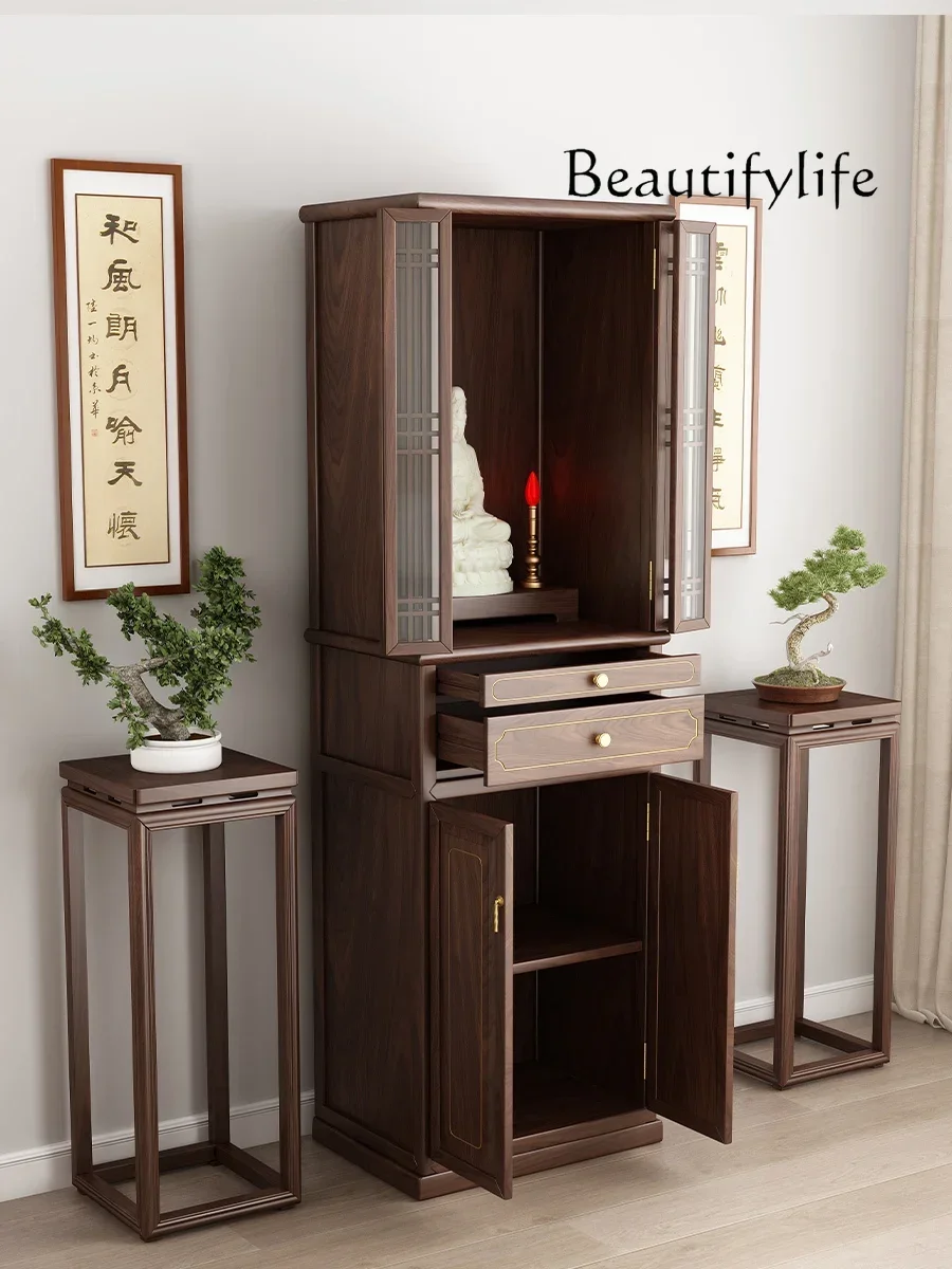 

Bodhisattva Cabinet Household Glass Door Cabinet Avalokitesvara Buddha Shrine Cabinet New Chinese Buddha Niche Clothes Closet