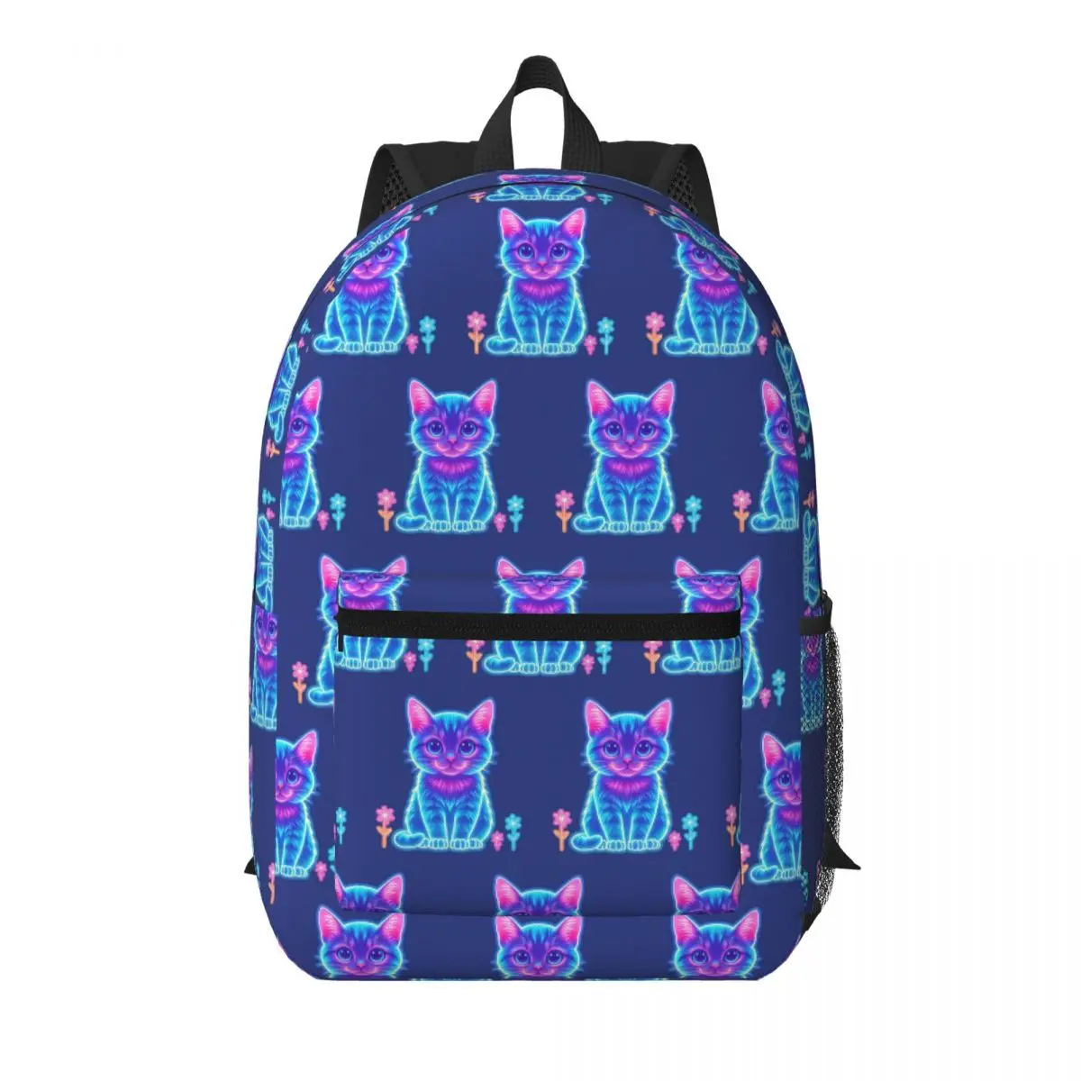 

Neon Glowing Rainbow Cat Kitten Student Backpack School Bag Hiking Travel Daypack for Boys Girls Bookbag Shoulder Bags