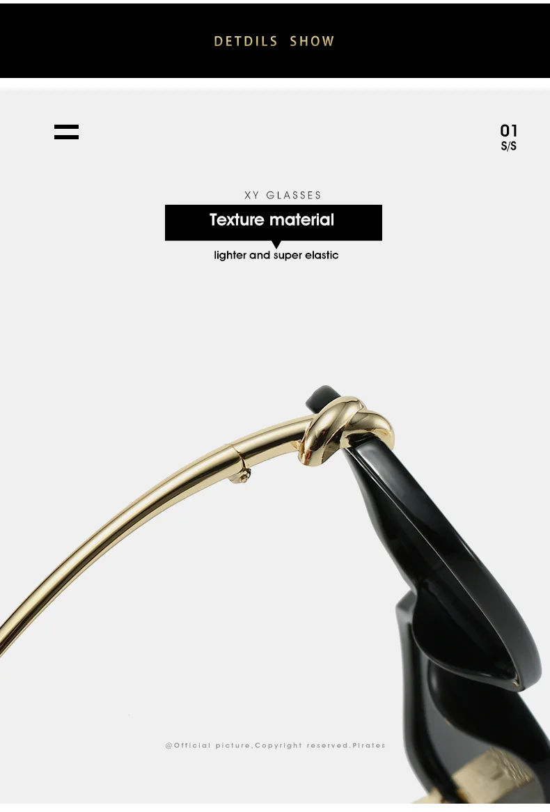 2026 Neue trendige quadratische Retro-Brille | Goldknoten-Detail und Metallbügel | Y2K Edgy-Girly-Stil – Detail 14