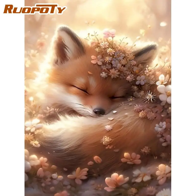 

RUOPOTY Fox Diamond Painting Kits Home Decor Rhinestone Of Picture Animal Full Round/Square Craft Supplies Home Decoration Decor