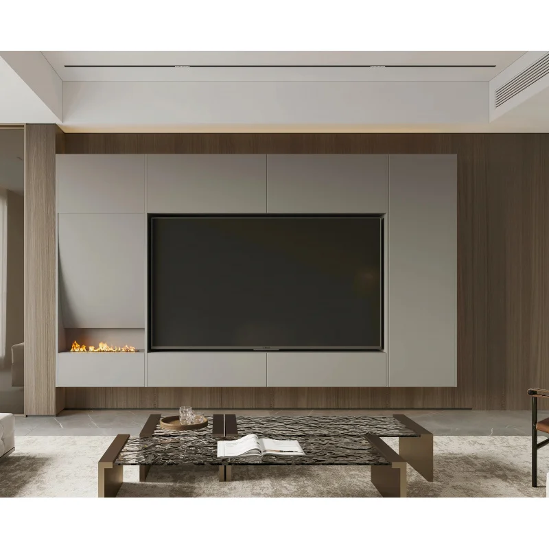 custom.Modern Design Wood Panel Fireplace Simulation TV Wall Cabinet New Embedded Flame Home Living Room or Hotel