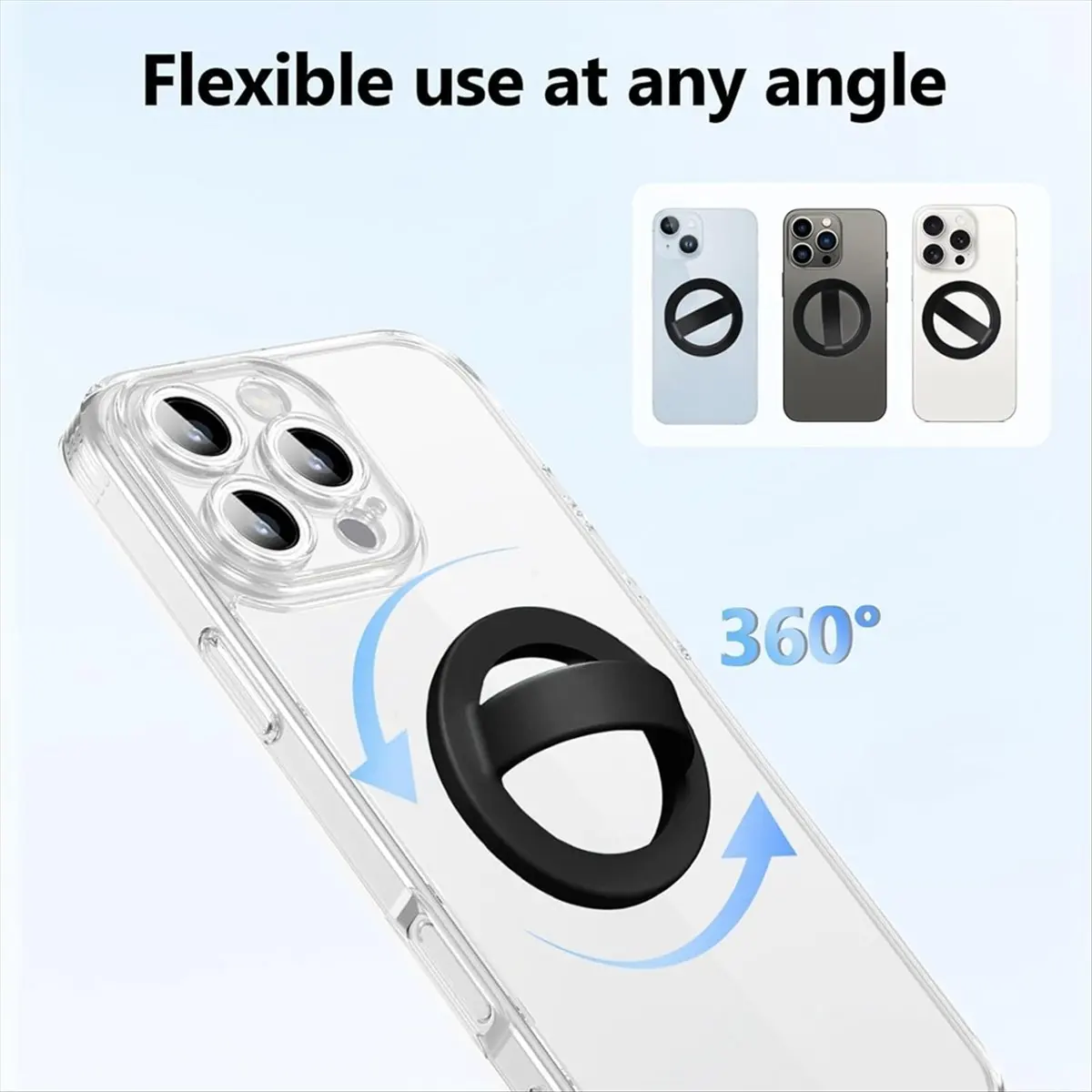 TCE Magnetic Silicone Ring Grip Phone Holder,Rotating Finger Loop Ring Grip Holder,Soft and Portable,Magnetic Bracket White