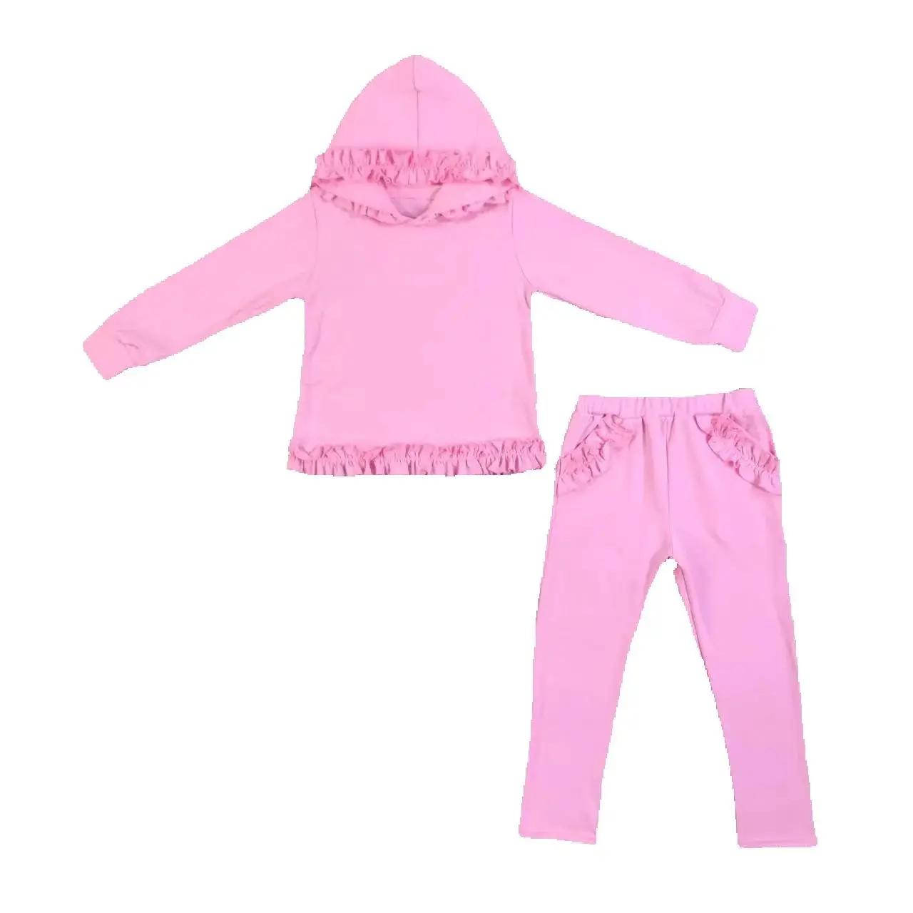 

Pink little girl Childrens hooded clothing suit for boys and girls baby autumn long clothing 0-16 years old outdoor school wear