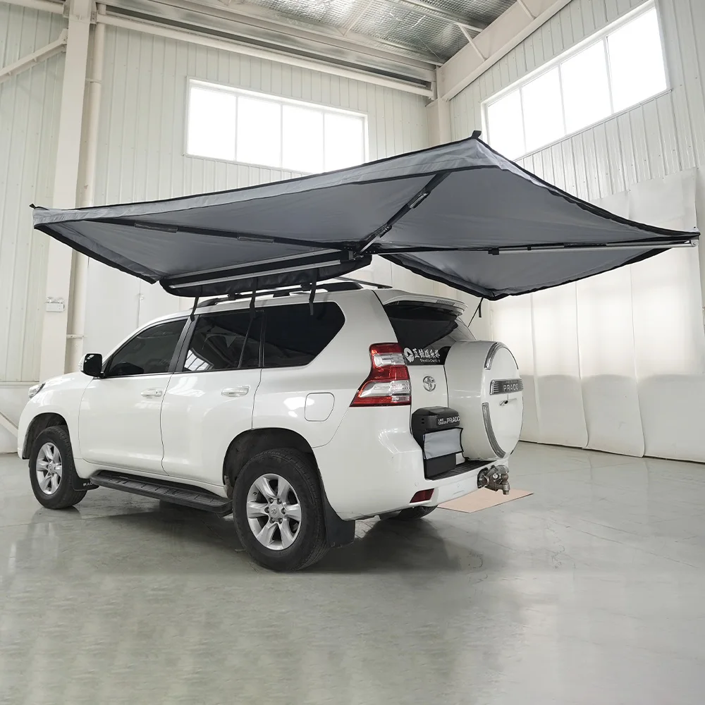 Sunday Campers New Arrivals Custom Factory Outdoor Retractable Camping Car Roof Side Awning with LED LIght