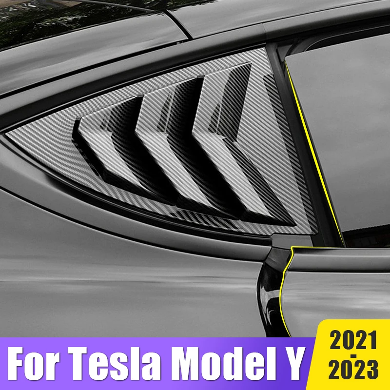 

ABS Carbon Fiber Rear Window Shutter C Pillar Decoration Cover Sticker Trim For Tesla Model Y 2021 2022 2023 Car Accessories
