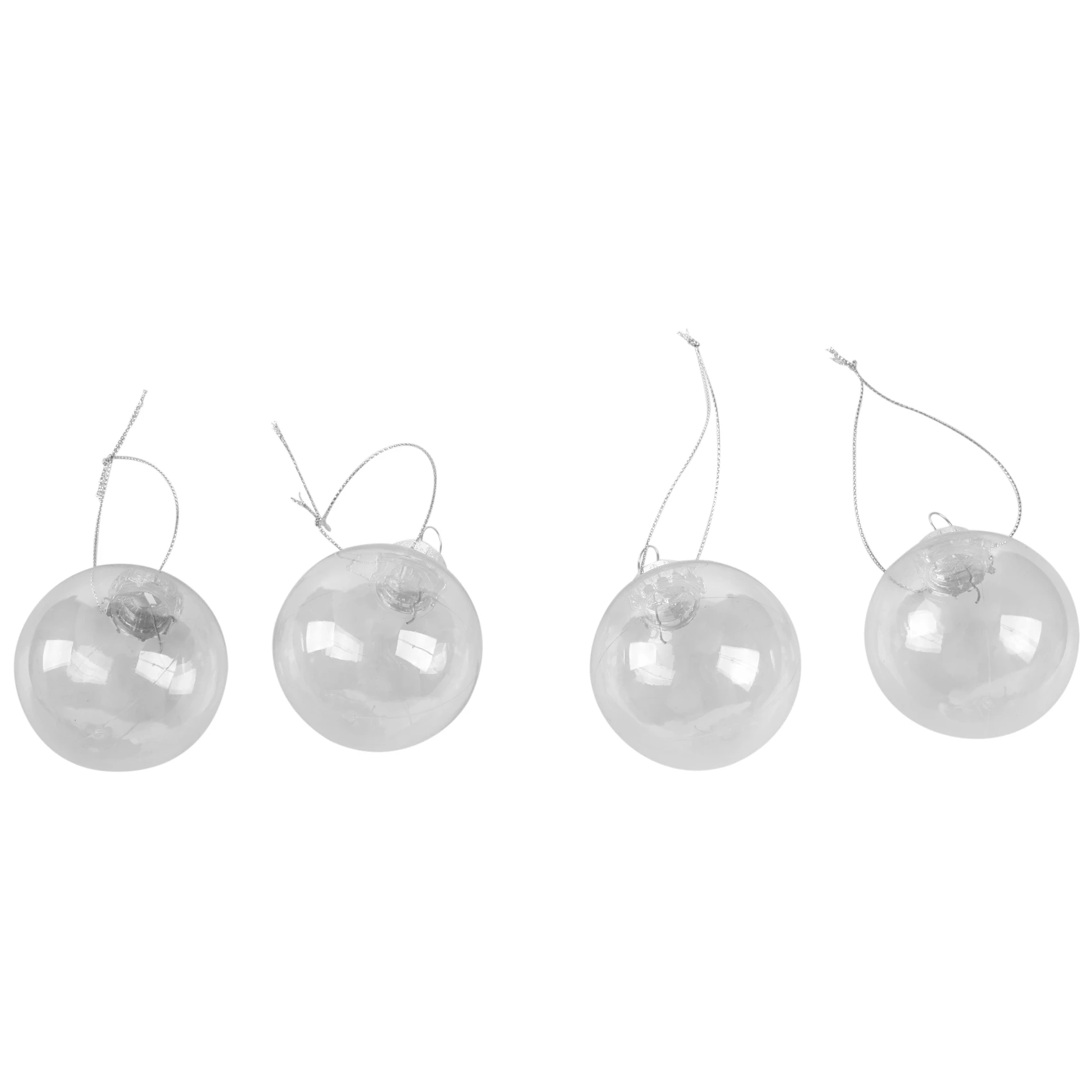 Clear DIY Baubles Shatterproof Seamless Plastic XMAS Ball Home Tree Decor Gift - 60Mm QTY:4