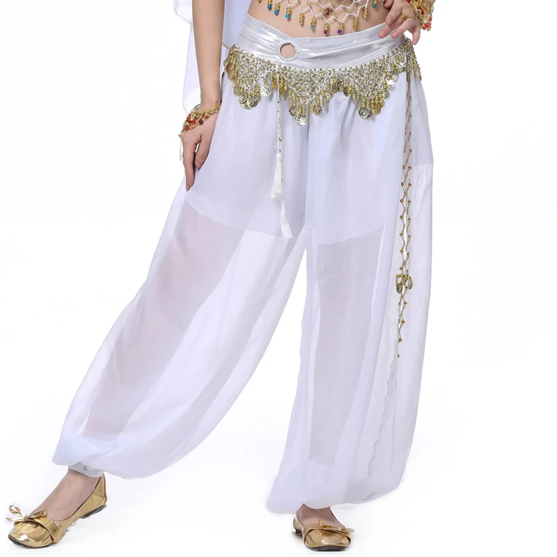 Women Chiffon Belly Dance Circular lantern Pants Arabic Belly dancing Bloomers Trousers Performance Trim Tassels Dancing Pants