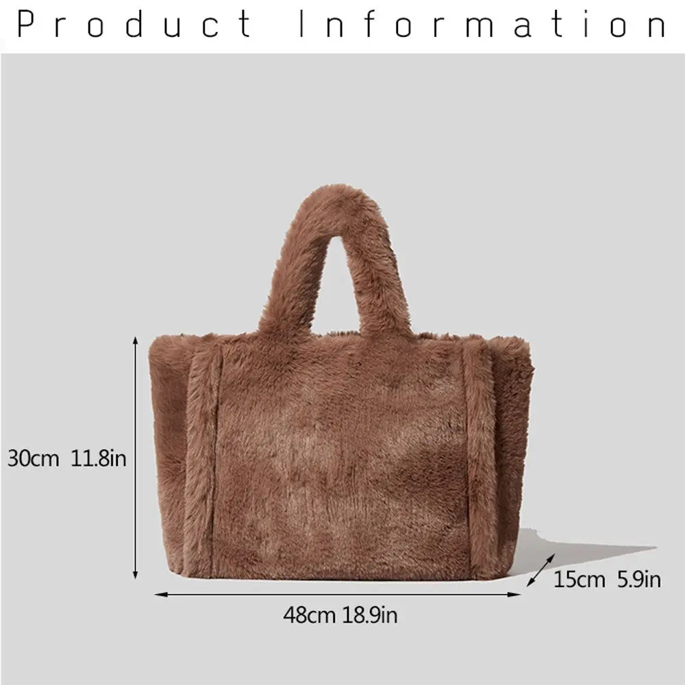 Fashion Large Tote Bag Luxury Faux Fur Women Handbags Designer Lady Hand Bags Fluffy Soft Plush Shopper Bag Warm Winter