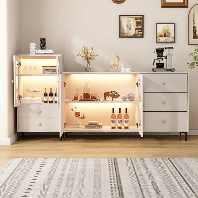 Cream wind solid wood dining side cabinet bucket cabinet against the wall storage locker light luxury kitchen cabinet tea