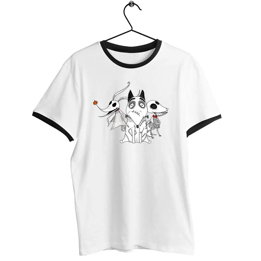 Black Trim Unisex T Shirt Dogs of Tim Burton Zero Printed Artwork Tee