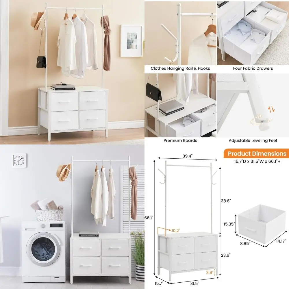 

Промышленный металлический каркас, деревянный верхний органайзер для хранения вешалка для одежды с 4 ящиками и подвесным стержнем