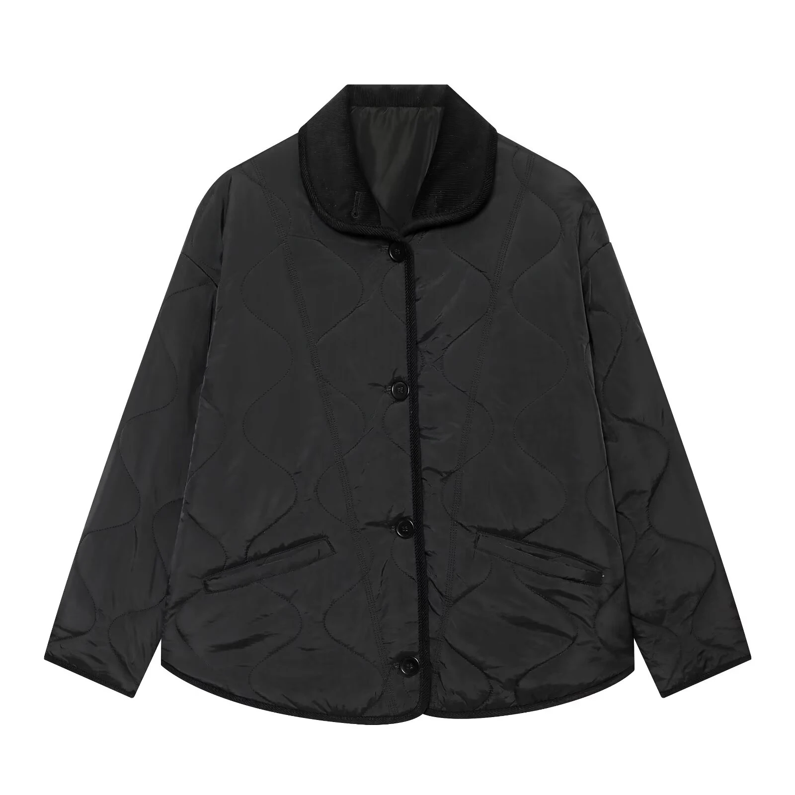 European and American style women's clothing 2026 new autumn outfit casual high neck wave stitched detail jacket jacket