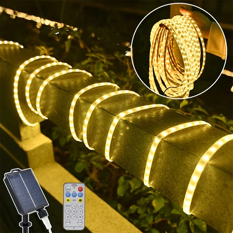 

Solar Strip Lights Outdoor 300cm/500cm/1000cm Light Strip with Remote Control Waterproof Solar Garden Lights for Yard Decor Psd