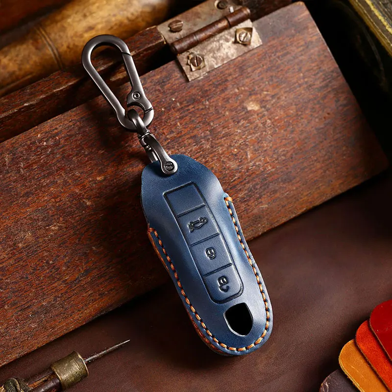 

Top Layer Leather Car Key Case For Porsche Cayenne 911 958 996 Macan Panamera Remote Key Shell Fob Spyder Carrera Boxster Cayman