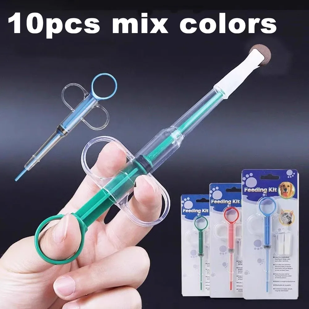 10PCS Pet Dog Cat Puppy Feeding Devices Needle Tablet Pill Guns Piller Push Dispenser Medicine Water Syringes Feeder for Kittens