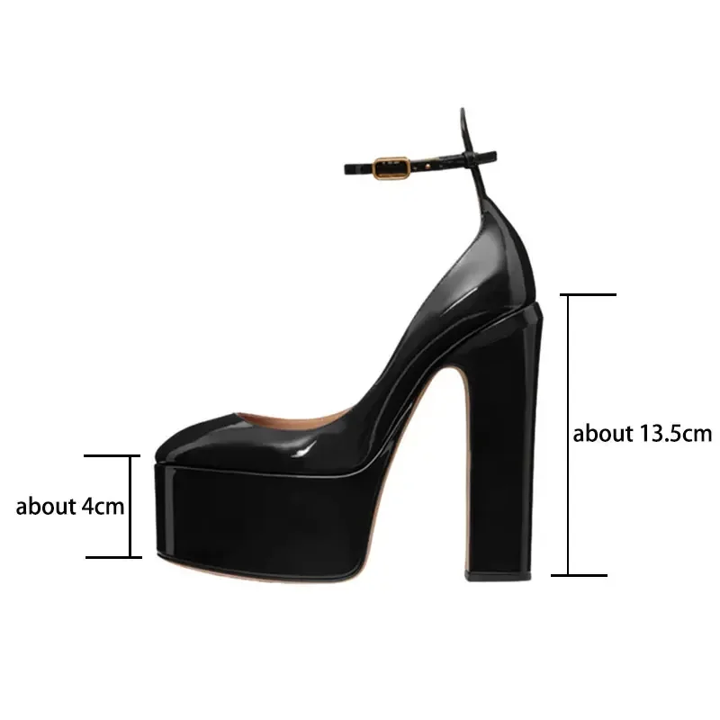 European and American High Heels, Thick Soled Buckle Strap, Fashion Show Single Shoes, Women\'s Fashion Banquet, Mary Jane Shoes