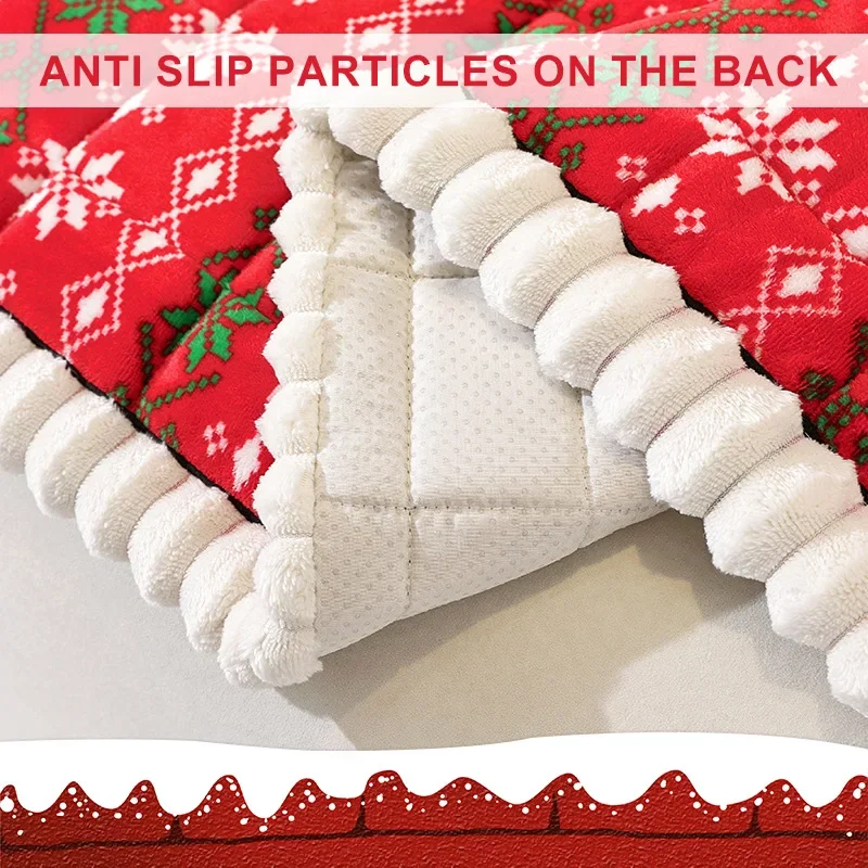 Christmas Wind Sofa Mat Cover Winter Warm Non-slip Bay Window Cushion Covers Thicken Plush Tatami Mat for Living Room Home Decor