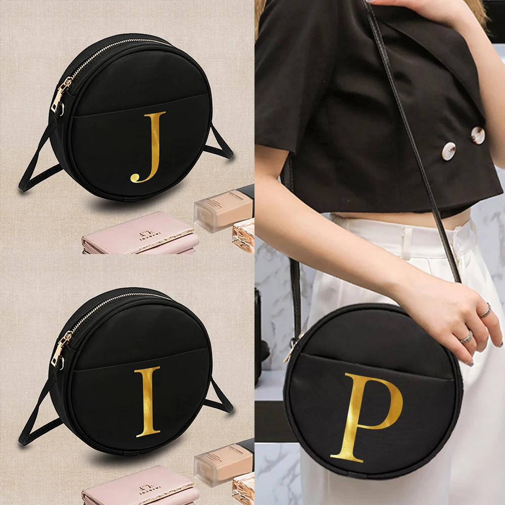 

2022 Fashion Women Round Crossbody Bag Pattern Letter Printed Ladies Small Messenger Shoulder Bag Small Coin Purse Handbags