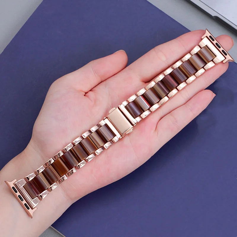 Pulseira de resina para apple watch ultra 2 band s10 46mm 42mm 45mm 40mm 41mm 44mm pulseira de metal para iwatch série 9 8 7 6 se 5 4