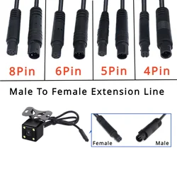 4/5/6/8 Pin Male to Female Connector Reversing Camera Extension Cord Wire 4P 5P 6P 8P Car Video Connection Cable 1m/2m