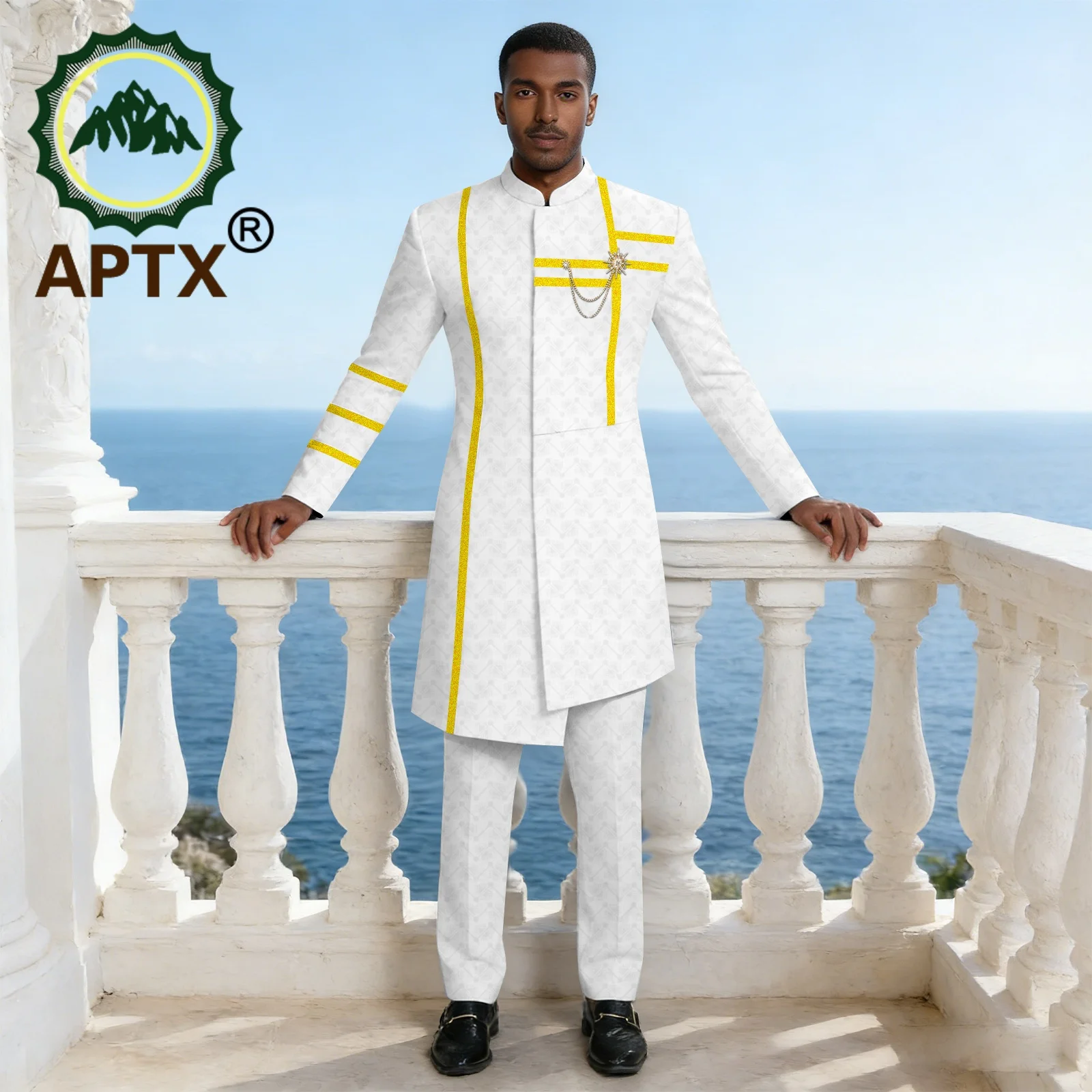 

African Traditional Man Kaftan Fashion Jacket Pants Set Luxury Wedding Party Outfit High Quality Clothing 2616028