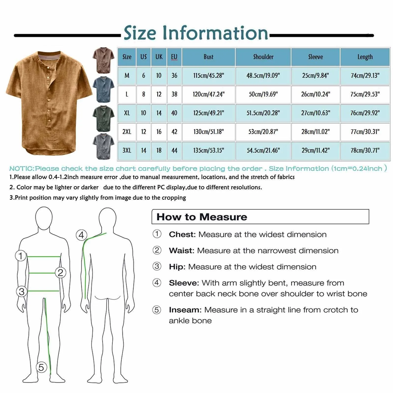 เสื้อฝ้ายลินินผู้ชายสไตล์ลำลอง2024ตัวเสื้อเชิ้ตไม่มีปกแขนสั้นลำลองสีพื้นเรียบ