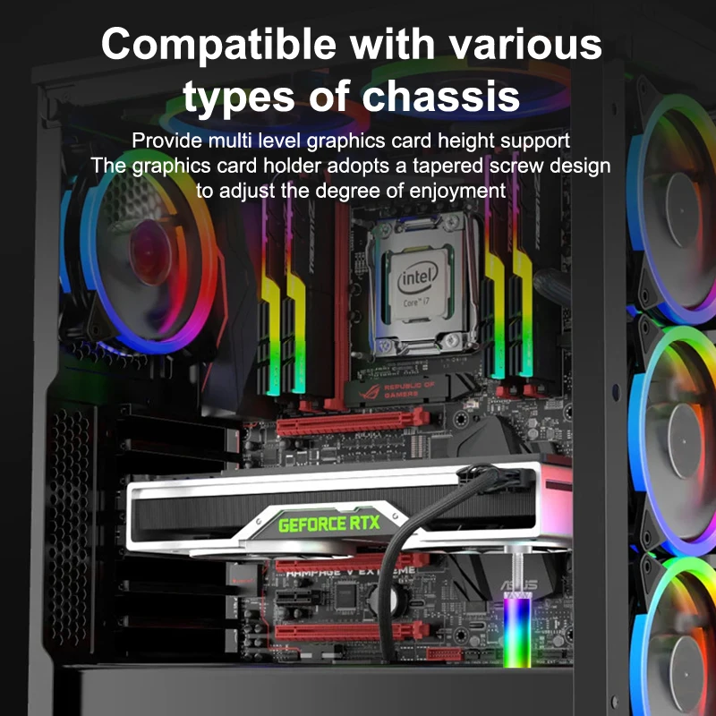 Chassi criativo placa gráfica do computador argb suporte quadro de refrigeração antiderrapante suporte diy instalação simples peças montagem