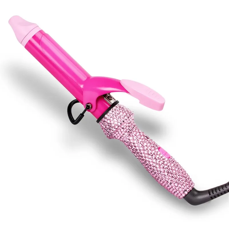 

【Fashionable】Mini Curler Small Hair Curling Wand Electric Travel Hair Styling Tool Long Clip Crystal Bling On Off Hair Curling I