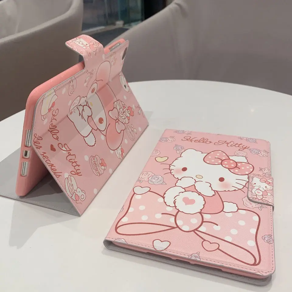 Olá Kitty Capa de Couro Ultra Fina, Capa Kawaii, iPad Air 2 Case, iPad Air 4 2020, Pro 11, 6th, 7th, 8th Generation