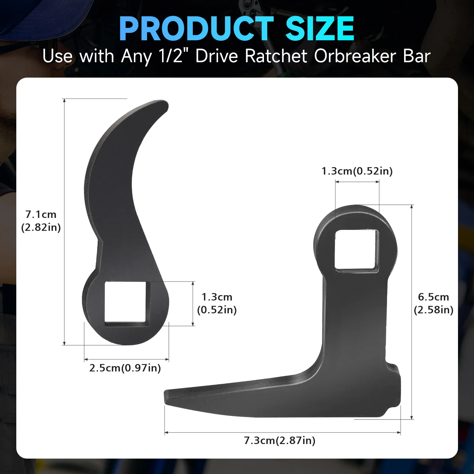 CNSPEED 1/2 Inch Drive L Shape Pry Bar Adapter Head For Car Angle Type Half Axle Disassembly Tool 2Pcs Crowbar Wrench Adaptor