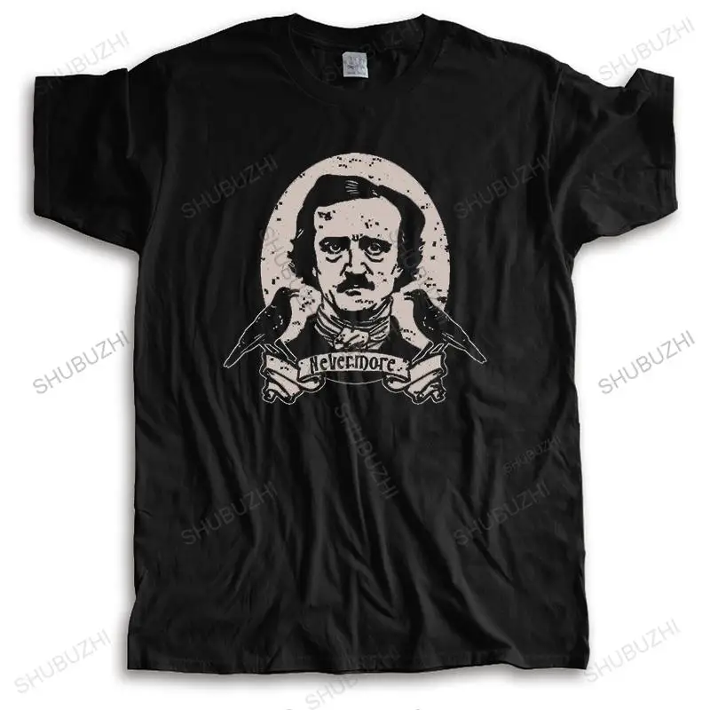 Hot sale Summer Vintage print mens black brand Cotton t shirts Edgar Allan Poe unisex t-shirt teenagers casual tee bigger size