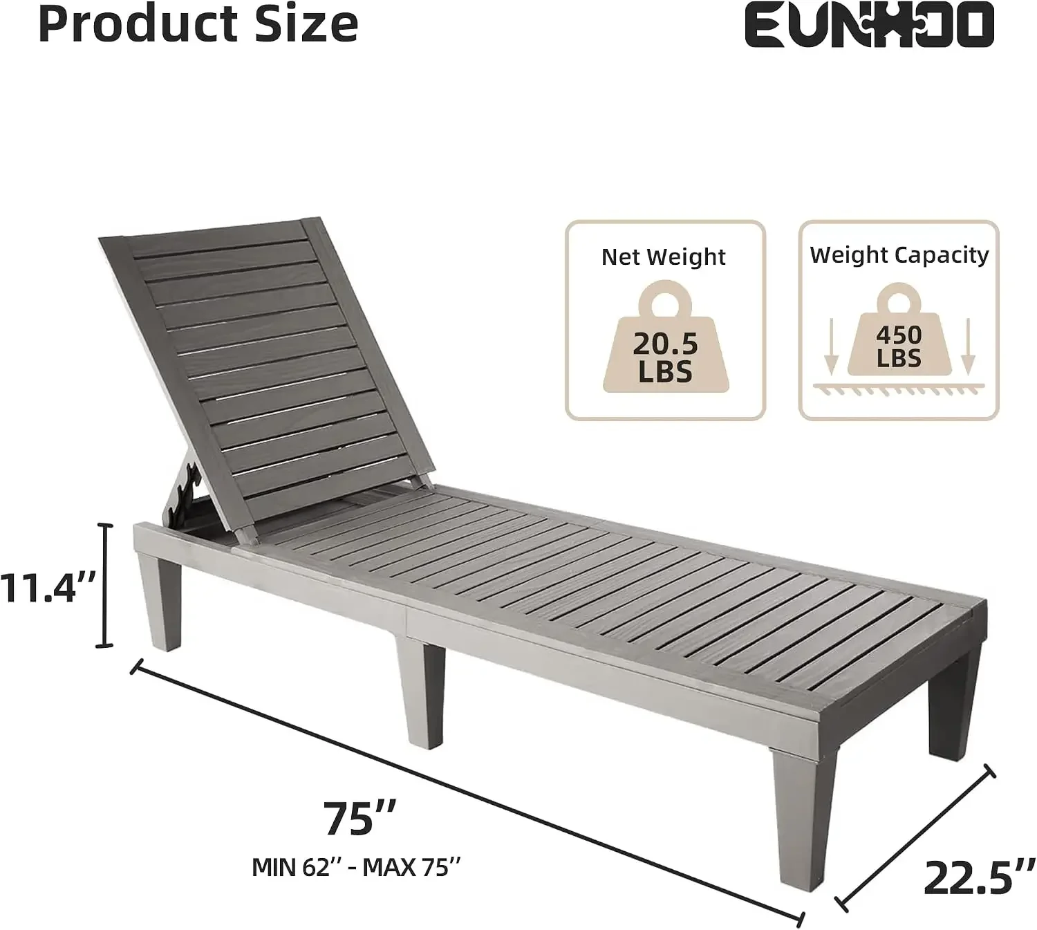 US Shipping Brand new Outdoor Chaise Lounge Set of 2, Adjustable Pool Lounge Chair with 5 Positions Backrest, Waterproof Sun Lou