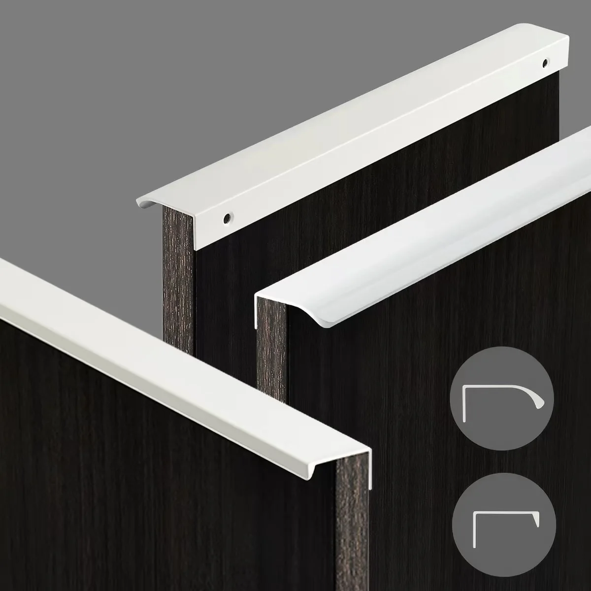 Hidden Cabinet Pulls Edge Aluminum Finger Handles Minimalist Warm White Hardware for Wardrobe Dresser Kitchen Drawers