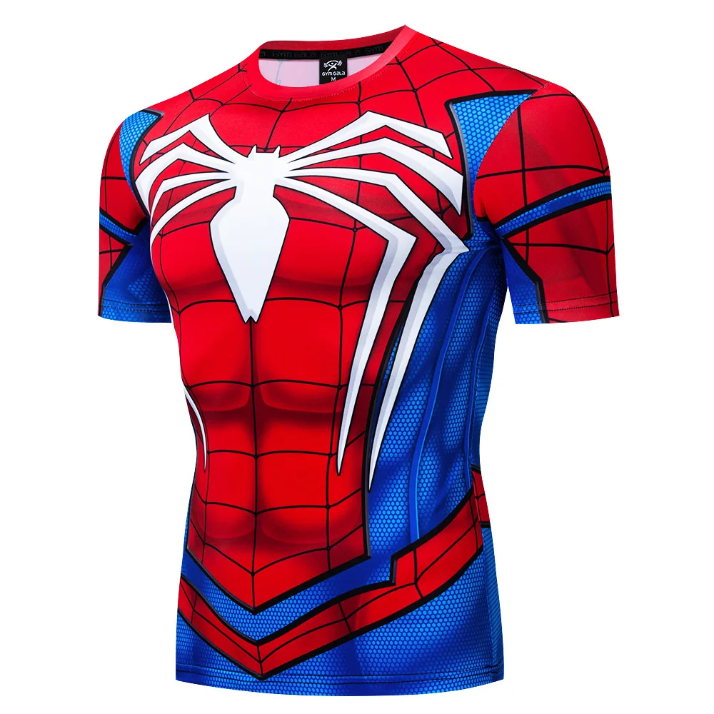 男性用スパイダーマンTシャツ,スーパーヒーロー,半袖,3Dプリント,特大の夏服,新品