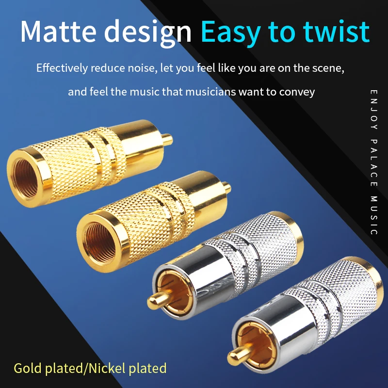 

4Pcs Pure Copper Gold / Nickel Plated RCA Plug Connector HIFI Audio Cable Adapter Accessories