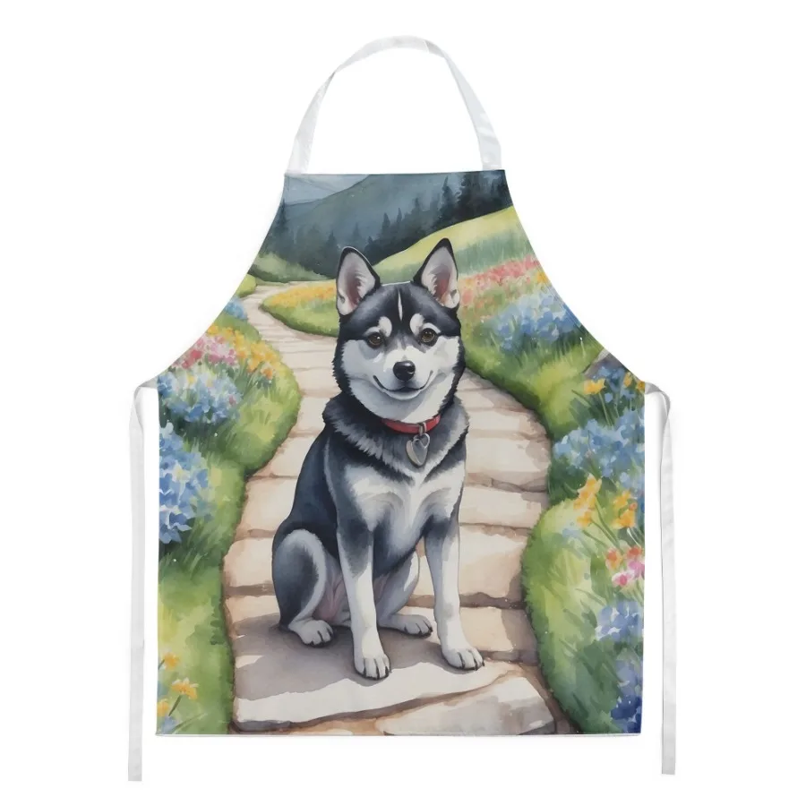 

Фартук Alaskan Klee Kai Spring Garden для приготовления пищи, кухни, сервера, выпечки, поделки, садоводство для взрослых, женщин, мужчин, унисекс, большой многоцветный