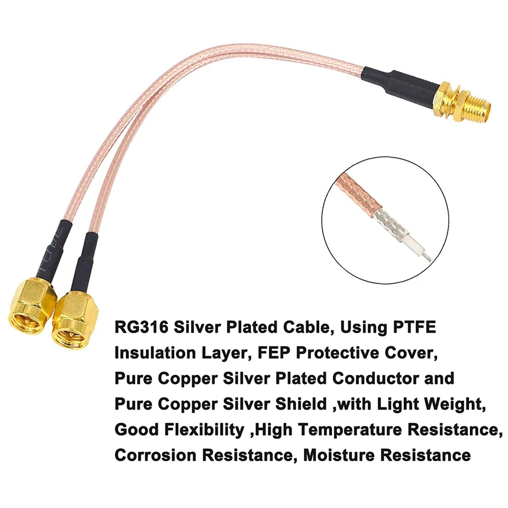ABZW Wifi Antenna Coaxial Cable SMA Female To Y-Type 2XSMA Male Straight Splitter Combiner Extension Pigtail Cable RG316