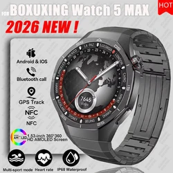 2026 New BOXUXING Watch 5 MAX Smart Watch HD AMOLED Screen NFC GPS Tracker Bluetooth Call Health Waterproof Smartwatch Men Women
