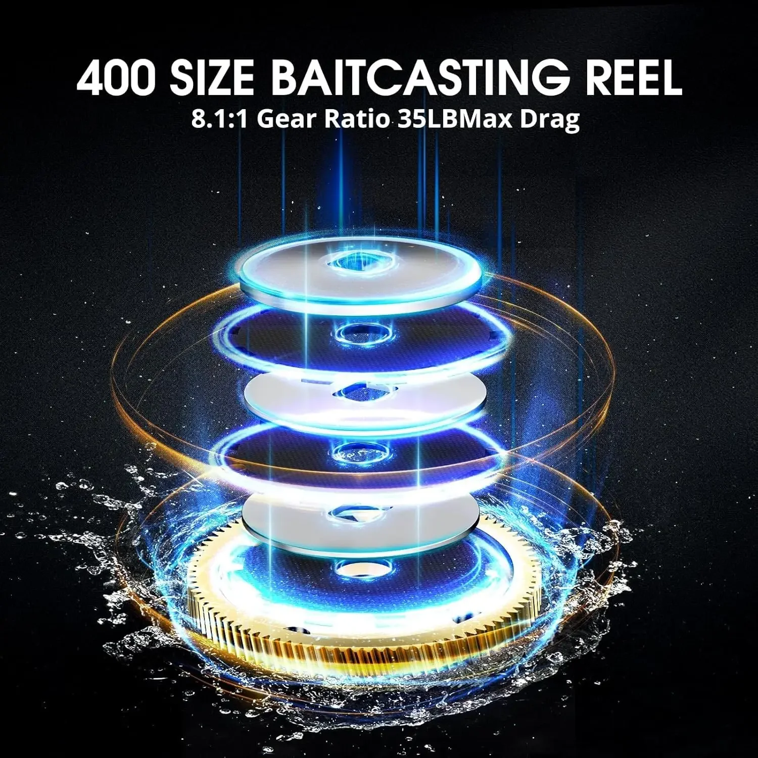 400 Baitcaster Fishing Reel,38Lbs ลากสูงสุดกรอบอลูมิเนียม Baitcasting Reel, มีให้เลือก 6.6:1/8.1:1 Gear Ratio,Freshwat