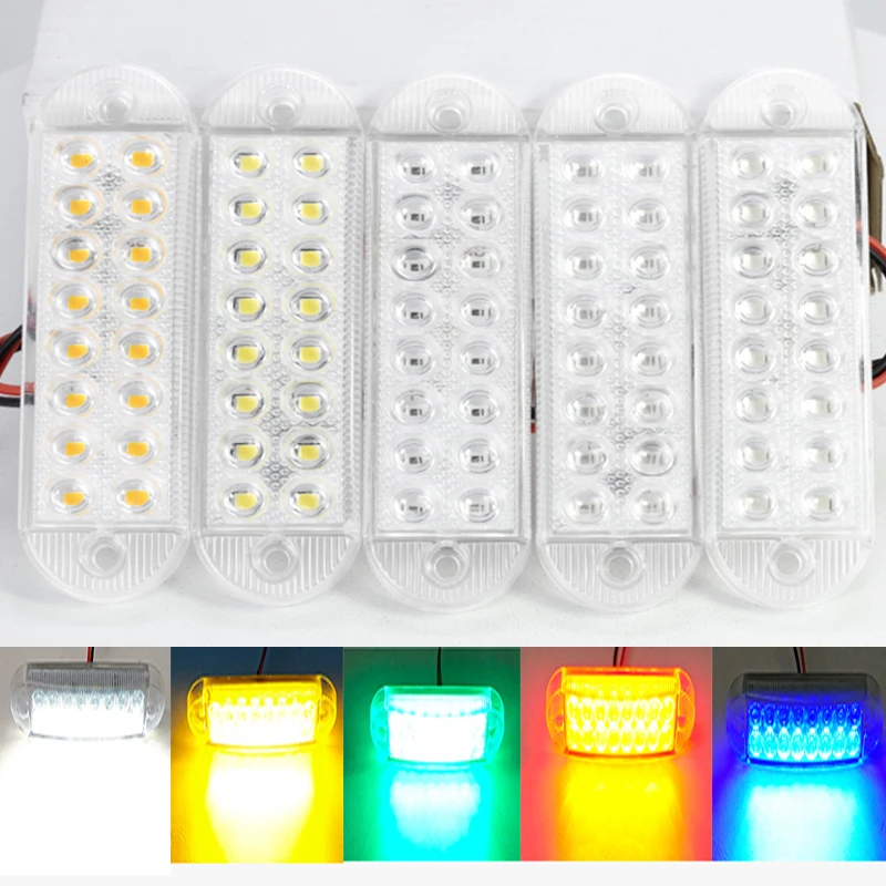 

2PCS Vehicle LED Warning Signal Light, White Yellow Red Blue Green Flashing Clearance Marker for BUS Truck Car Clearance Light