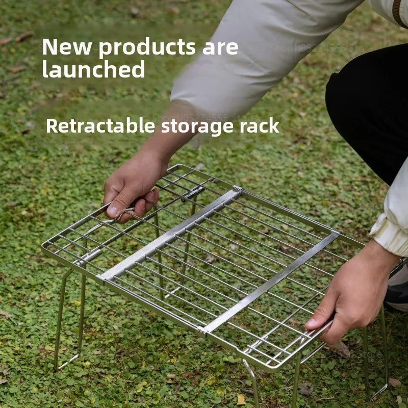 

Folding Table Outdoor Camping Mesh Table Multi Purpose Adjustable Indoor Plant Stand Portable Storage Rack