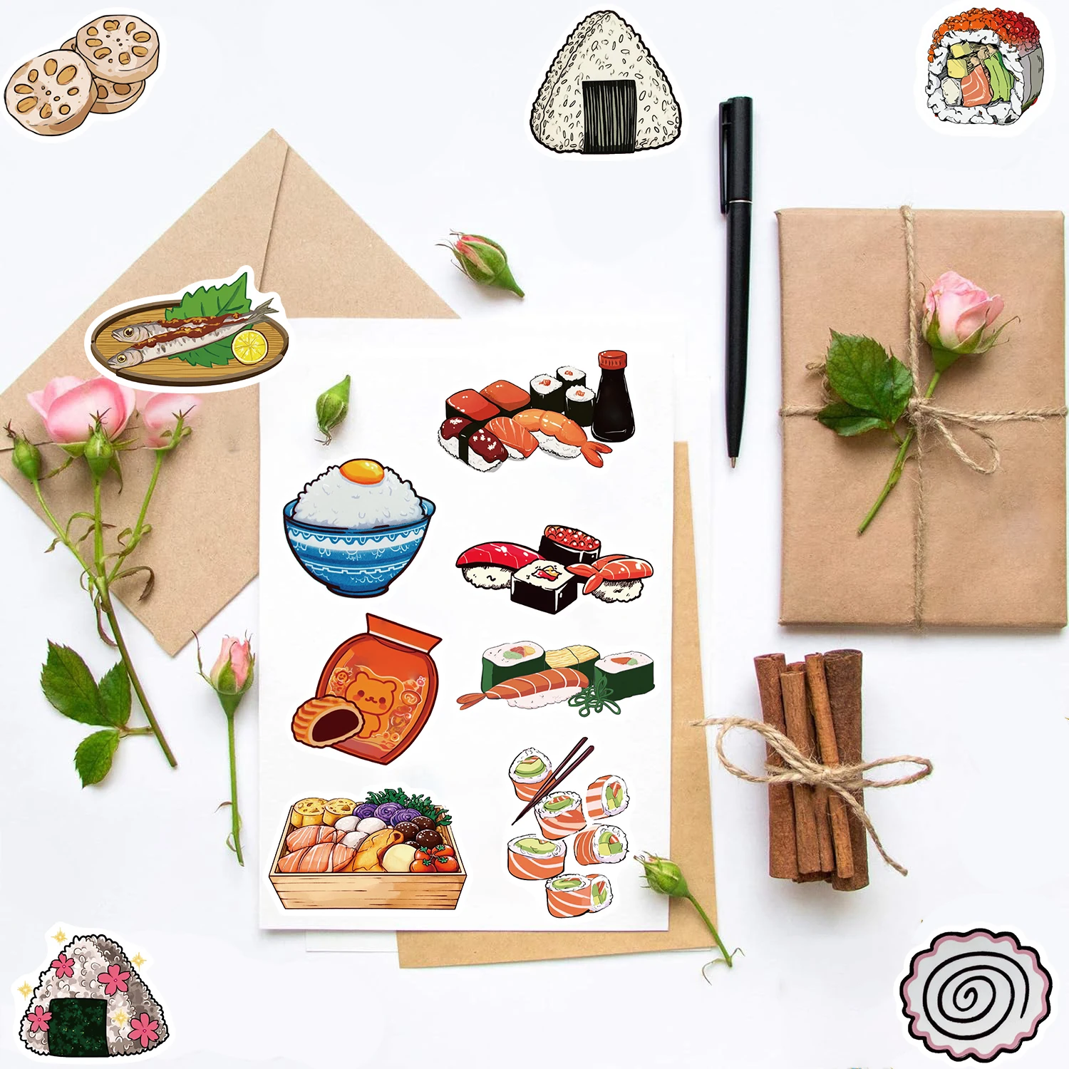 

50PCS Japanese cuisine Print Stickers Notebook Streetwear Living Room Skateboard Scrapbooking Art Picture Phone Creative Sticker