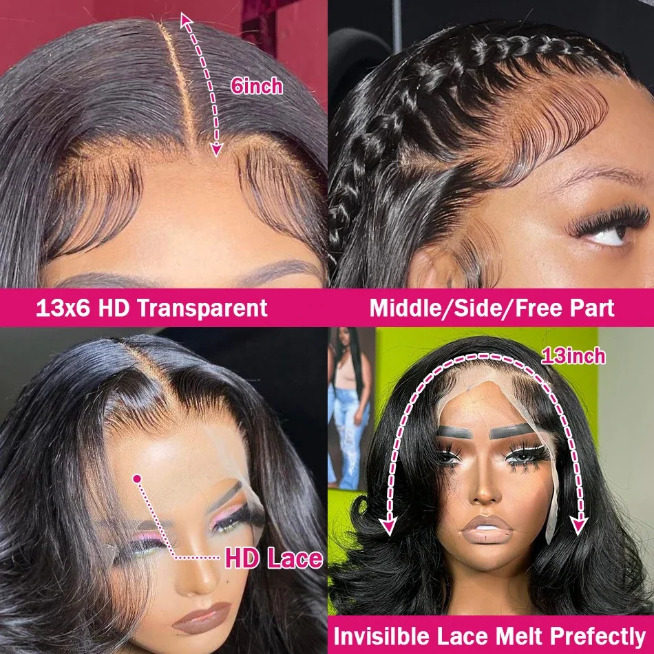 13x6 HD Lace Frontal Wig Body Wave 200% density 13x4 Lace Frontal Human Hair Wig Human Hair Lace Wig For Women Lace Closure Wigs