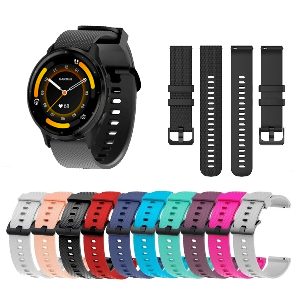 Silicone 20mm Strap For Garmin Forerunner 165 Music 55 Smart Watchband For Vivoactive 5 3 Vivomove HR Trend Sport Bracelet New