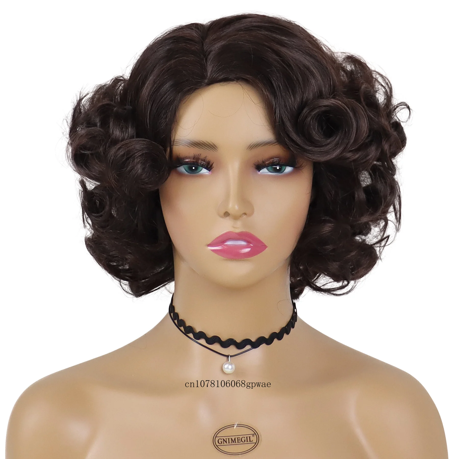 شعر مستعار صناعي بني داكن قصير كبير مجعد للنساء والفتيات، شعر مستعار منفوش للأم، زي الحفلات اليومية، شعر مستعار بديل للشعر