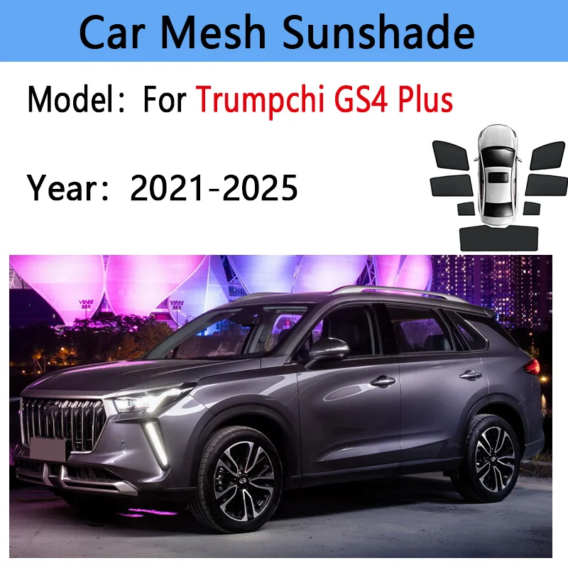 Car Mesh Sunshade For Trumpchi GS4 Plus MK3 2023 2021~2025 Shade Blind UV Protection Privacy Visor Protector Auto Accessories