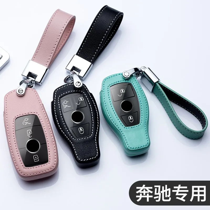 Genuine leather car key case car keychain car key bag for Mercedes-Benz A200l E300l C260l C180l A180l GLC GLE