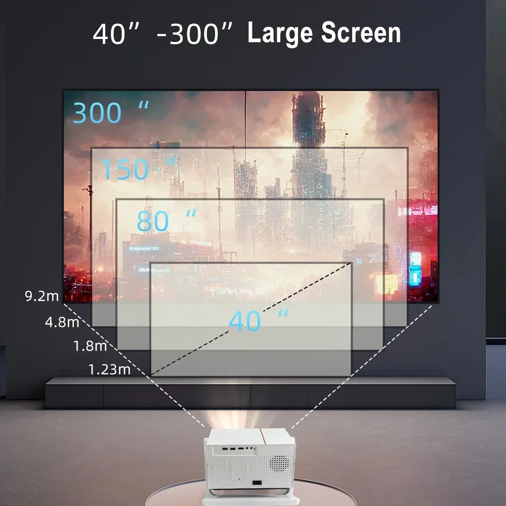 

Портативный проектор Google GTV Everycom YG628 Ultra 1080p 600ANSI с автофокусом, декодированием Android и поддержкой 4K, с подставкой
